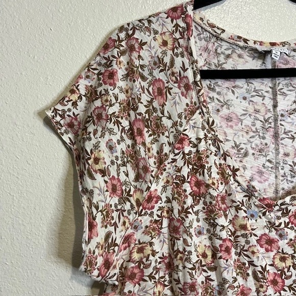 True Craft Plus Size 1X Floral Tiered Babydoll Tunic V Neck Top Cottage Prairie - Picture 4 of 9